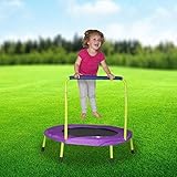 Mini Indoor Trampoline with Handle for Kids and Toddlers - Foldable - Exclusive Lime Green & Purple