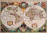 12X16 inch Rare Antique Map Canvas Art World Hemisphere Map