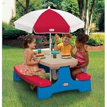 Little Tikes Easy Store Large Picnic Table with Umbrella