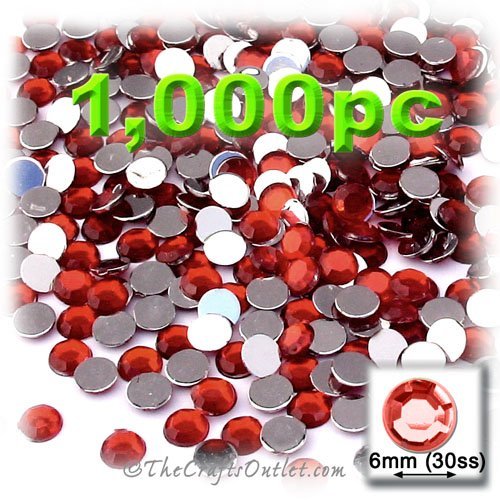 1,000pc Rhinestones Round 6mm - 30ss flatback Devil Red Wine