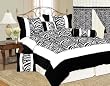King Size Micro suede and short Fur Black / White Zebra Comforter Set