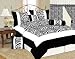 King Size Micro suede and short Fur Black / White Zebra Comforter Set