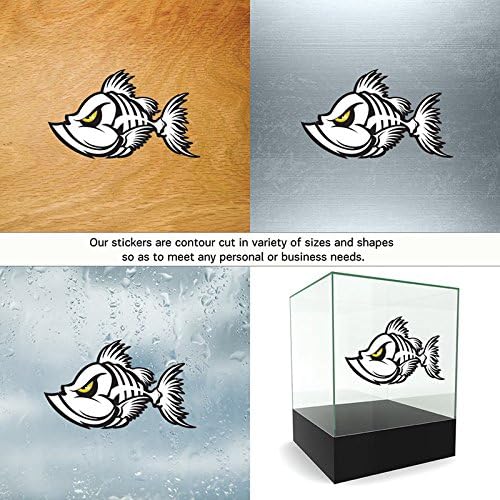 Hobby Vinyl Decal Skeleton Fish Bones Truck Motorcycle Helmet hobby decor stocked spinal stress buzz (18 X 10,6 Inches) Fully Waterproof Printed vinyl sticker