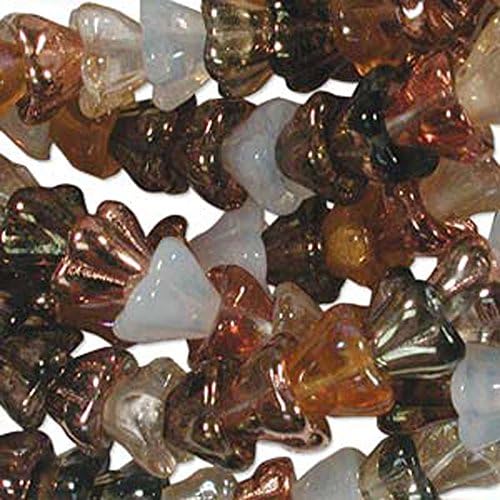 Honey Butter Mix 10x13mm Flower Cone 45 Bead Cap Czech Glass Beads