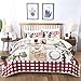 Christmas Quilt Set Rustic Christmas Santa Tree Snowman Pattern Printed Bedding Solid Quilted Bedspread Coverlet with 2 Pillow Shams for All Seasons, Soft Microfiber Quilt 90*90 inches (Queen, 3Pcs)