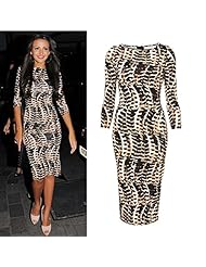 Leopard Print Elastane/Viscose Bodycon Dress/Midi Dress 