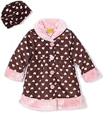 Penelope Mack Girls 4-6x Heart Print Corduroy Coat With Hat