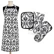 Vintage Damask 4 pc. Kitchen Textile Set - Black