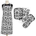 Vintage Damask 4 pc. Kitchen Textile Set - Black