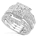 1 1/2ct TW Princess & Round Diamond 3 Ring Wedding Set in 14kt Gold