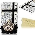 Samsung Note 3 Case - Mavis's Diary 3D Handmade Bling Crystal Crown Rhinestone Cross Diamond Hard Case Black Cover for Samsung Galaxy Note 3 Note III N9000 N9005 N9006 with Soft Clean Cloth(Back Cover)