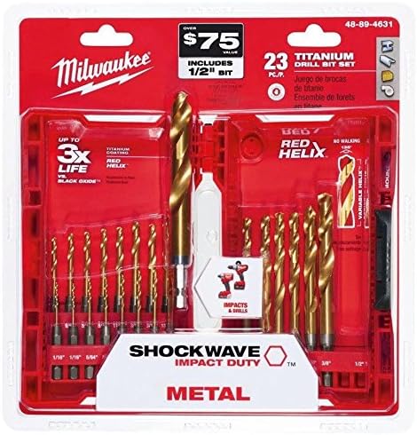 Milwaukee Titanium Shockwave Drill Bit Set Driver Kit Drilling Router (23 Piece) ,-WH#G4832 TYG43498TY4-U55569