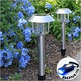 SohoDecor 2 Pack Multi-Colors Iridescent Stainless Steel Solar Garden Lights / ECO Bonus Edition