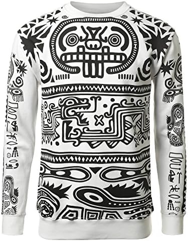 URBANCREWS Mens Hipster Hip Hop Lost City Pullover Sweatshirt WHITE XLARGE