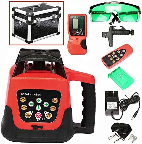 ITEMPLAZZA Rotary Green Laser Level 500mm Working Range Fully Automatic Positioning Motors Precise and Accurate Auto Alignment Heavy Duty Case 5 Degree Speed Range