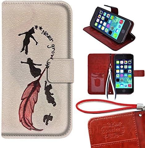 iPhone 5 Wallet Case,Never Grow Up Premium PU Leather Wallet Case cover with card slots for iPhone 5 5s