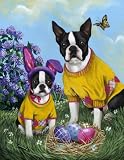 Boston Terrier Spring Garden Flag