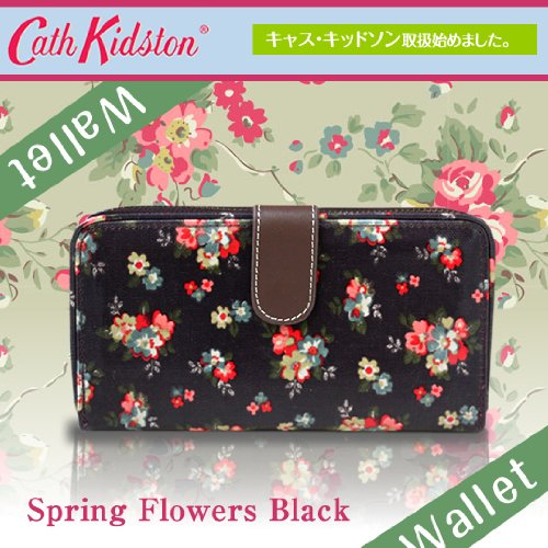財布・長財布 Cath Kidston-キャスキッドソン-財布　長財布 レディース　長財布　(花柄黒) Spring Flowers Black