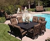 SALISBURY 9 PIECE OUTDOOR CUSHION DINING SET BY MALLIN - Cast Aluminum with Table and 8 Chairs