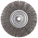 Weiler Trulock 5/8" Arbor, 0.014" Wire Size, 8" Diameter, 3/4" Face Width, Steel Bristles, Narrow Face Crimped Wire Wheel Brush