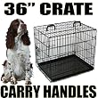 36 Folding Black Metal Dog Cage, Crate, Carrier - Epoxy Coated Anti Rust Frame and Tray - By Kingdom of Fun