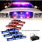 XKTTSUEERCRR 54x LED Ultra Bright Emergency Service Vehicle Dash Deck Grill Warning Flashing Strobe Light (Red & Blue)