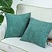 CaliTime Cozy Throw Pillow Cover Case for Couch Sofa Bed Comfortable Supersoft Corduroy Corn Striped Both Sides 18 X 18 Inches Teal