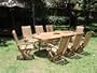 New 9 Pc Luxurious Grade-A Teak Dining Set - 94" Oval Table And 8 Multi Position Folding Reclining Arm Chairs [ Model: WR2 ]