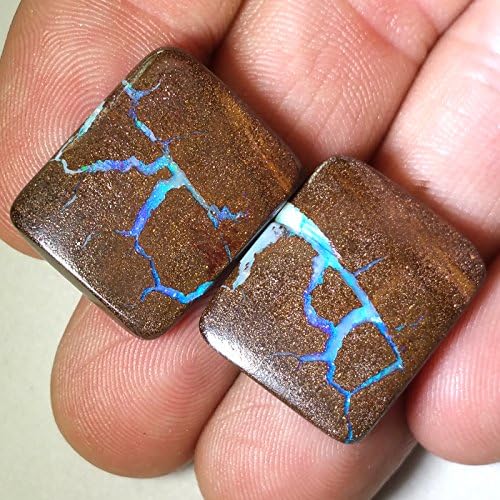 35.8CT Blue Boulder Natural Solid Australian Loose Opal Split, Earring