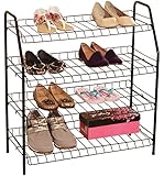 Above Edge 4-Shelf Stacked Metal Wire Shoe Rack, Black