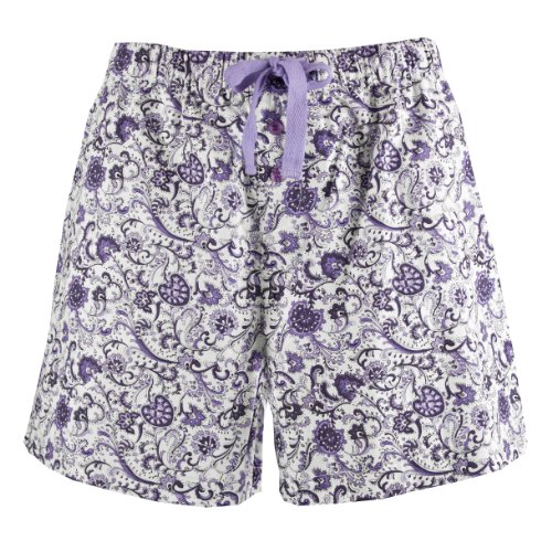 Leisureland Women's Cotton Poplin Pajama Lounge Boxer Shorts Floral Purple