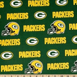 58-Wide-NFL-Cotton-Broadcloth-Green-Bay-Packers-Green-Yellow-Fabric-By-The-Yard