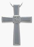 Designer 10 Karat White Gold Diamond Cross with 20 chain