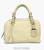 61yxT5jXL3L. SL160  Authentic Prada Leather Boston Bag Br3091   White