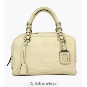 Authentic Prada Leather Boston Bag Br3091 - White