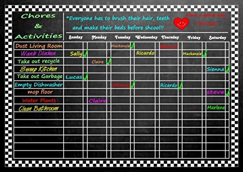 Magnetic Refrigerator Chalkboard Dry Erase CHORE / RESPONSIBILITY / ACTIVITY / REWARD STAR / EXERCISE / DIET / NUTRITION CHART 11.5" X 16.5"