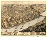 Bird's eye view of Kansas City, Missouri. Jan'y. 1869. Drawn by A. Ruger. Merchants Lith. Co., large historic panoramic map reprint 45x36