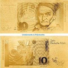 GOLDFOLIENNOTEN 10 DM DEUTSCHE MARK BANKNOTEN - MOTIV IN ORIGINALGR�SSE VEREDELT MIT 24 KARAT GOLD - AUFLAGE - GL�NZENDE SAMMLERST�CKE - DAS �BERRASCHUNGSGESCHENK / GEBURTSTAGSGESCHENK