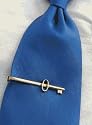 Vintage Key Accent Slim Tie Bar - 2.4" Long
