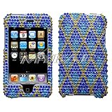 Blue Rhombic Plaid Diamante Protector Cover for Apple iPod Touch 2nd Generation, iPod Touch 3rd Generation