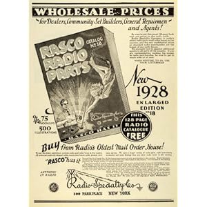 1928 Ad Radio Specialty Company Rasco Radio Parts Repair Household Catalog NY - Original Print Ad