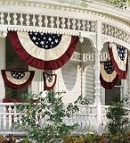 Small Half-Round Cotton Duck Patriotic Vintage Bunting with Embroidery