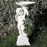 GARTENFIGUR ENGEL VOGELTRAeNKE VOGELBAD SKULPTUR
