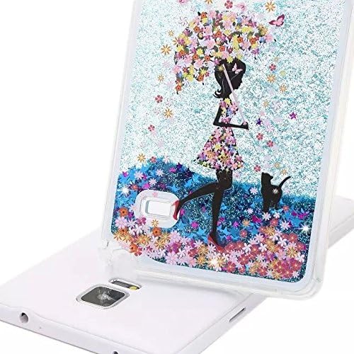 Note 4 Case,jxt 3d Creative Flower Fairy Faery Angel Girl Printing Quicksand Flowing Liquid Floating Bling Glitter Sparkle Stars Hard Transparent Cover Case for Samsung Galaxy Note 4 N9100 Blue #7