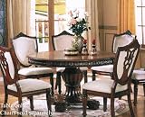 Round Dining Table Brown Cherry Finish