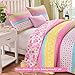 Brandream Full Queen Size Pink Polka Dot Stripe Floral Quilt Set Cotton