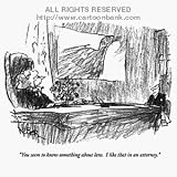 'You seem to know something about law.' Cartoon print by Robert Weber, Published in The New Yorker on 12/1/1997