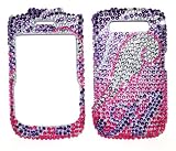 Sparkling Purple with Pink Silver Angel Wing Premium Luxury Rhinestones Full Diamond Bling Blackberry 8900 Curve Snap on Cell Phone Case