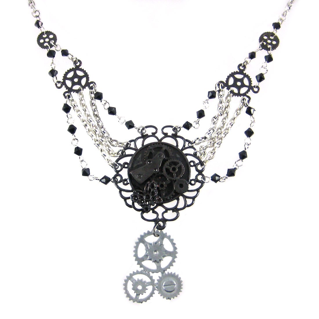 Steampunk Watch Gears Chandelier Necklace Toggle Clasp