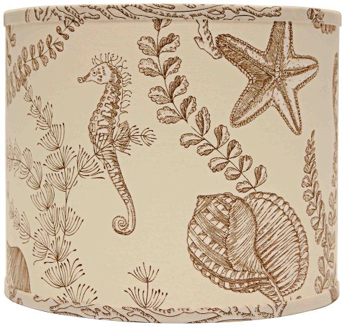 Tan Nautical On Cream Drum Lamp Shade 14x14x11 (Spider)